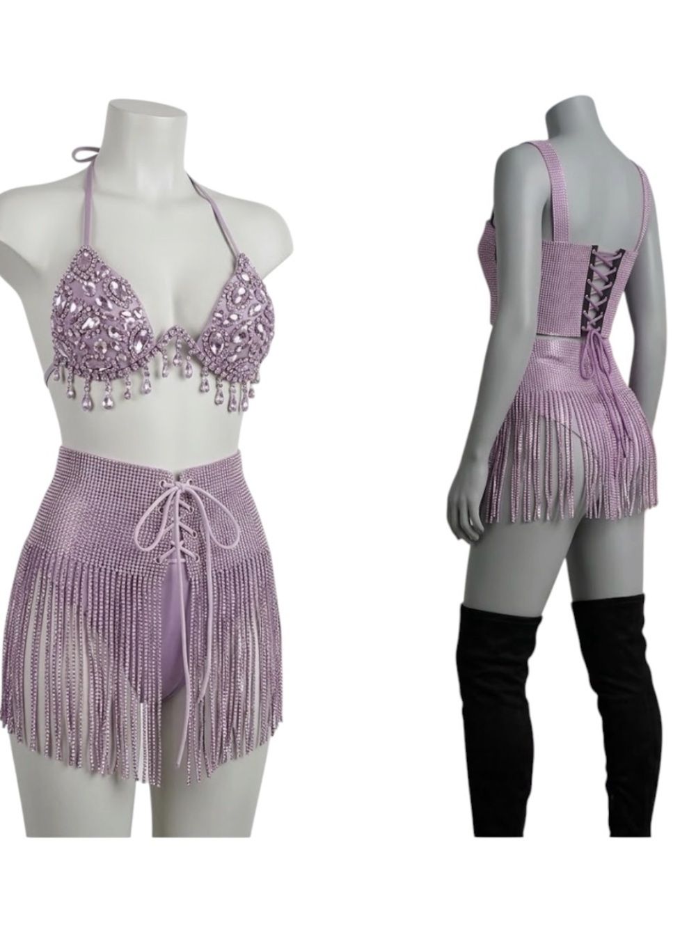 Lavender Beaded Fringe skirt - Women Intimates & Sleepwear